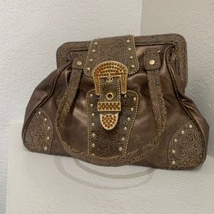 Kathy Vanzeelands Embroidery Buckle Tote Handbag